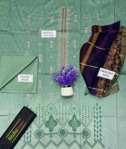 3 Pcs Women's Unstitched Lawn Printed Suit