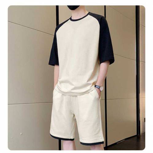2 Pcs Men's Cotton Plain T-Shirt & Shorts Tracksuit