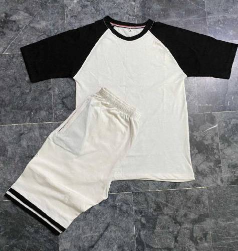 2 Pcs Men's Cotton Plain T-Shirt & Shorts Tracksuit