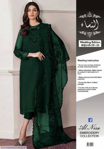 •  Fabric: Chiffon•  Pattern: Embroidered•  Shirt Front Pattern: Embro