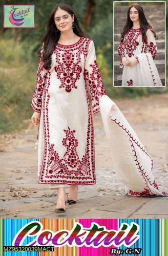  3 Pcs Women's Stitched Organza Embroidered Suit