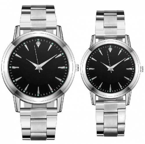 2pcs Classic Simple Quartz Watches Stainless Steel Watch Couple Watch