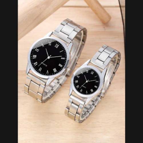 2pcs Classic Simple Quartz Watches Stainless Steel Watch Couple Watch