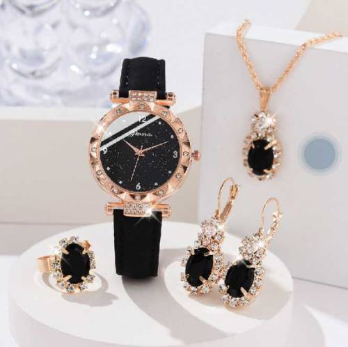 Womens Watches 5Pcs Set Luxury Rhinestone Women Fashion Elegant Wristw
