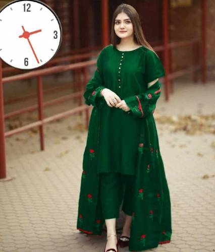 Elegant women stitched Gown Suit - 3Pc Embroidered Set inSilk& Bansari