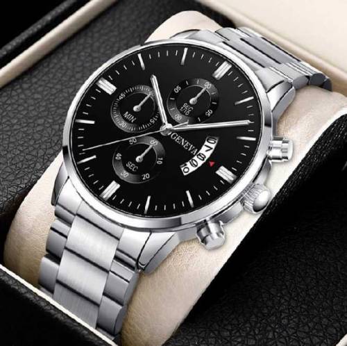Fashion Men Stainless Steel Watch Luxury Calendar Quartz Wrist Watch M