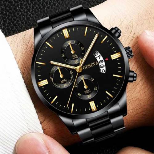 Fashion Men Stainless Steel Watch Luxury Calendar Quartz Wrist Watch M
