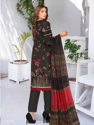 3 Pcs Women's Unstitched Lawn Printed Suit
