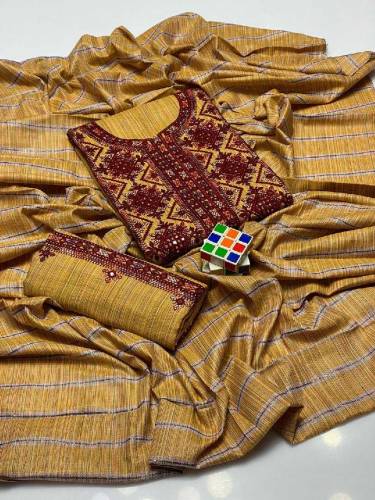  3 Pcs Women's Unstitched Jacquard Zari Tilla Embroider