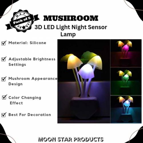 Mushroom 3D LED Light Sensor Lamp Pack of 5
