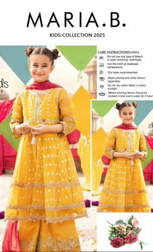  3 Pcs Girl's Lawn Embroidered Shirt And Trouser Suit