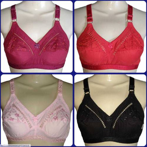 pack of 4 women embroidered bra pure cotton