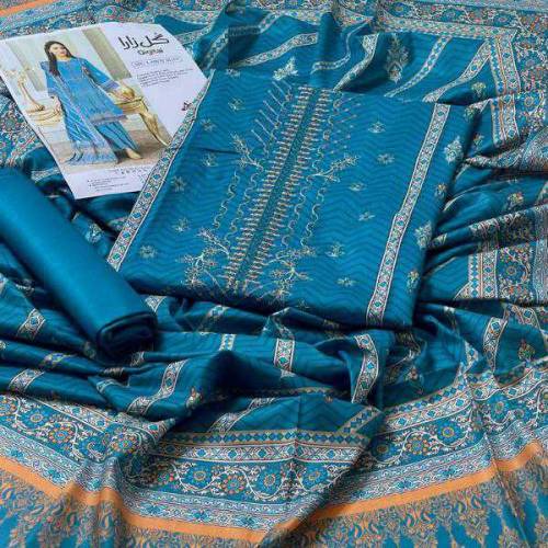 3 Pcs Women's Unstitched Embroidered Suit