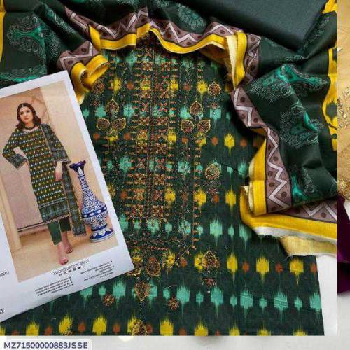 3 Pcs Women's Unstitched Embroidered Suit