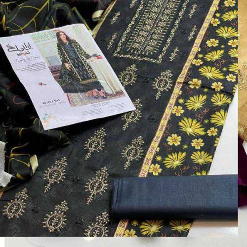 3 Pcs Women's Unstitched Embroidered Suit