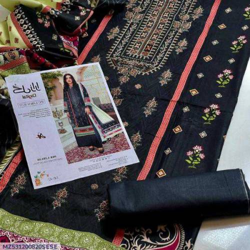 3 Pcs Women's Unstitched Embroidered Suit