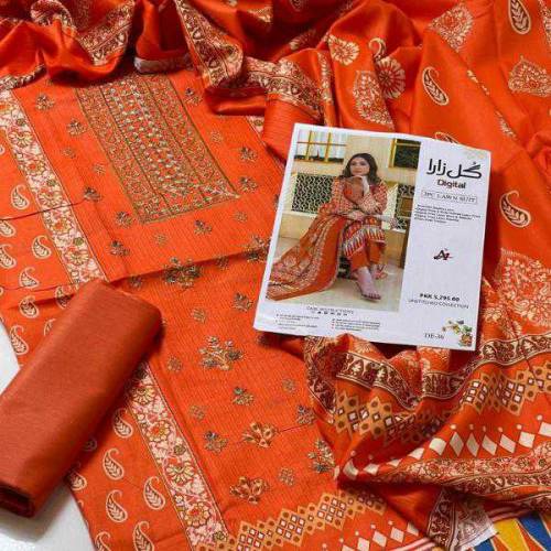 3 Pcs Women's Unstitched Embroidered Suit