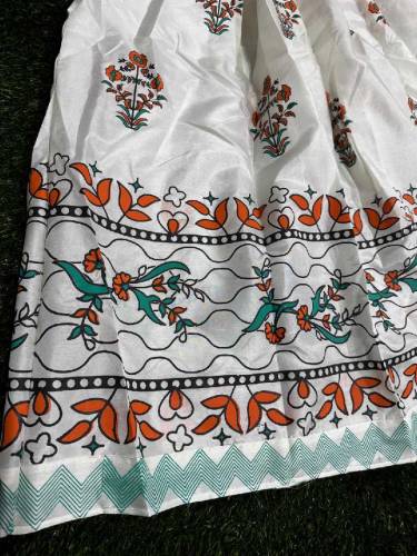 3 PCs Women Stitched katan Block Printed maxi suit 