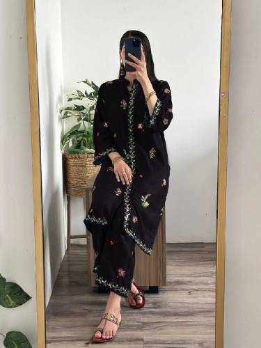 2pc women's stitched embroidered dress 
