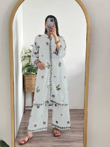 2pc women's stitched embroidered dress 