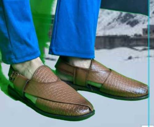 Elegant Men's Brown Textured PU Leather Peshawari Chappal - Formal & F