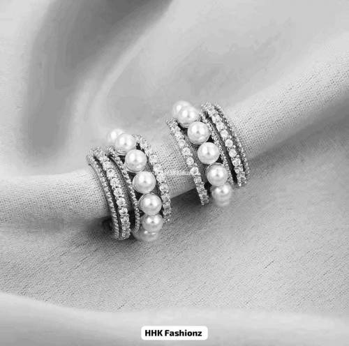 Beautiful Pearl Hoops EaringsAvailable In Golden And Sliver Color Pric