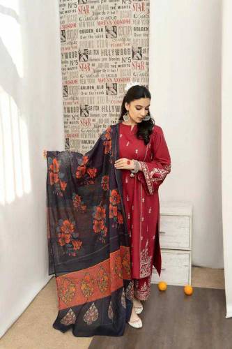 3 pcs Unstitched embroidery suit 
