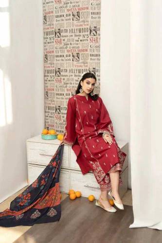 3 pcs Unstitched embroidery suit 
