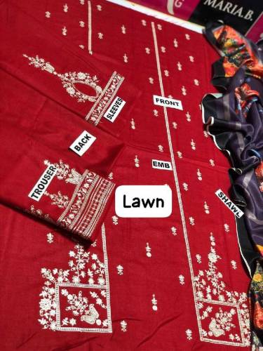 3 pcs Unstitched embroidery suit 