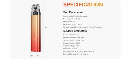 Vape Argus  z2 mini 30watt device (1200 mah big battery) 