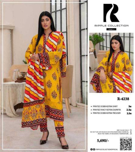 3 Pcs Women's Unstitched Corduroy Printed Suit