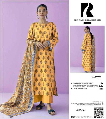 3 Pcs Women's Unstitched Corduroy Printed Suit