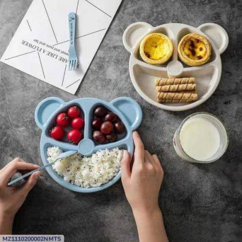 5 pcs  bear shaped Plates with 5 Spoon or Forks