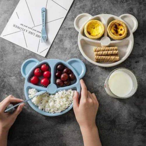 5 pcs  bear shaped Plates with 5 Spoon or Forks