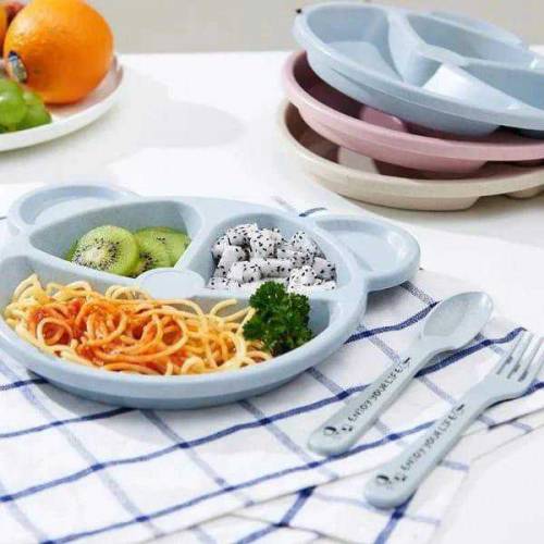 5 pcs  bear shaped Plates with 5 Spoon or Forks