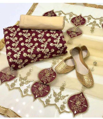 3 piece unstitch suit with free khusaa 