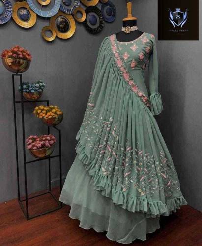 Fancy Maxi with fancy Embroidery touching+Miror  Duppatta stylish with