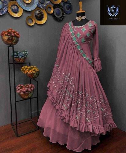 Fancy Maxi with fancy Embroidery touching+Miror  Duppatta stylish with
