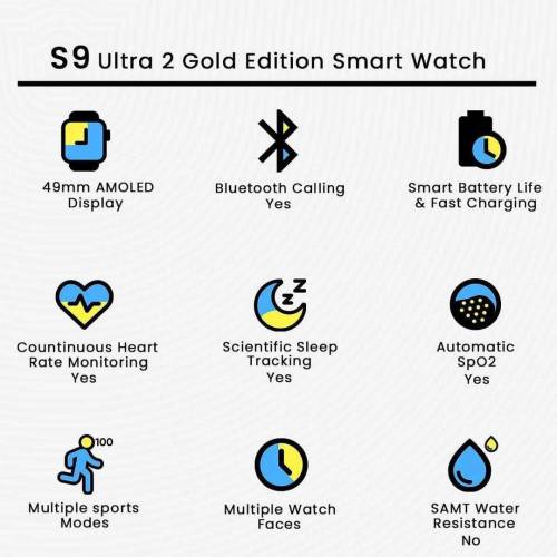 Smart Watch With Heart Rate Monitoring - 1 Pc Health Tracker in Gold