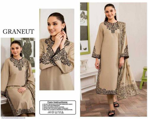 3 pcs women's unstitched printed suit 