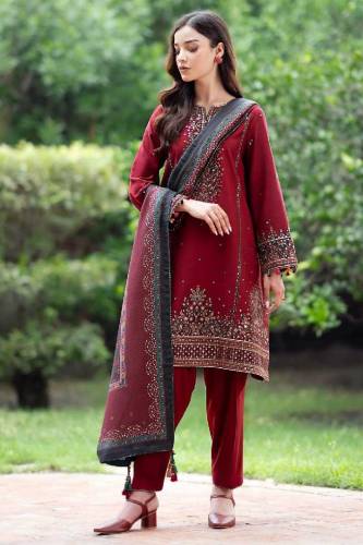 3 pcs women's unstitched sequins embroidered suit 
