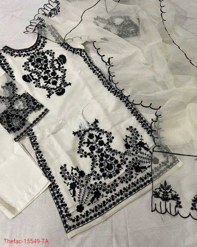 3pcs woman collection embroidered suit stitch dresses