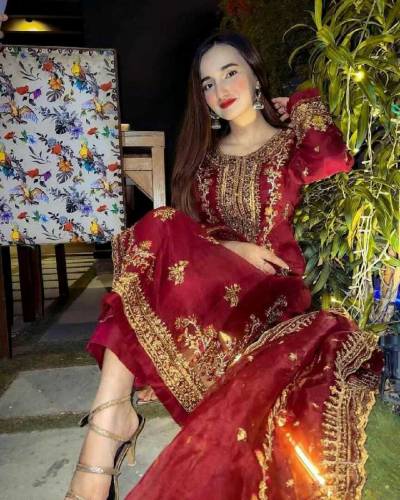 3pc organza full embroided party wear stitch 