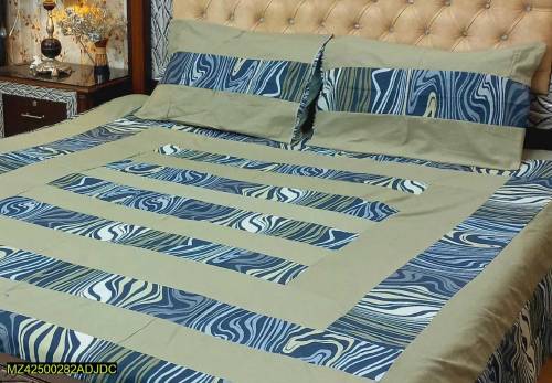 3 PCs Cotton Double Patch Work Bedsheet