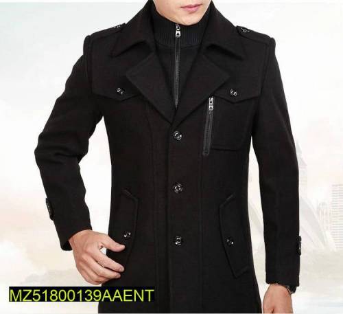 Winter Black Button Trench Coat For Men