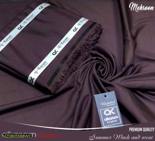 Men's unstitched wash and wear Plain Suit