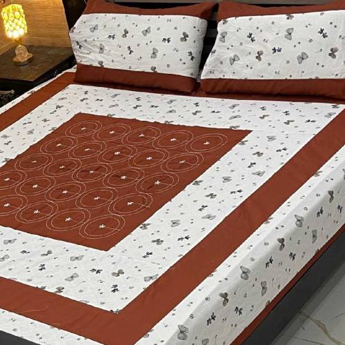 Embroidered Patch Work King Size BedSheets...😇😍Fabric 😍 😜  Cotton Sata
