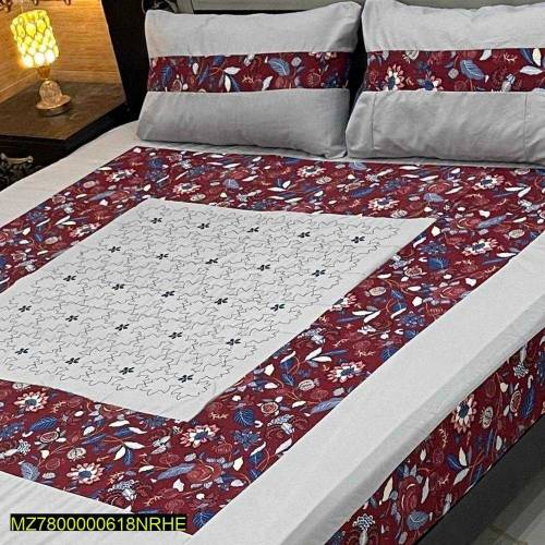 3 pcs cotton Sutton patch work double bed sheets 