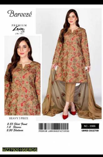 *Product Name*: 3 Pcs Women's Unstitched Lawn Embroidered Suit*