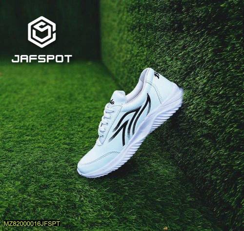 Men's athletic running sneakers white with black lines